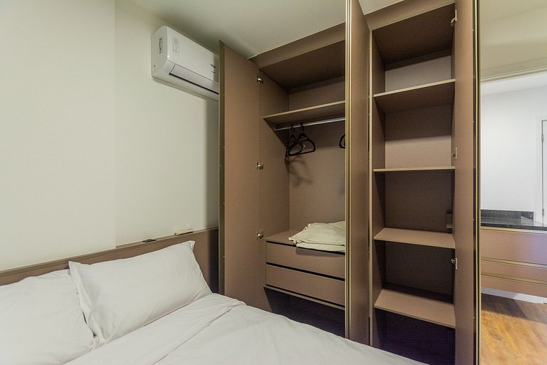 Apt 1 quarto versátil Alto da Glória, Curitiba- Plano Mensal