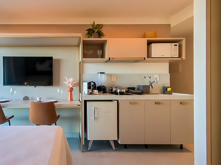 Studio Comfort com varanda Frente Mar