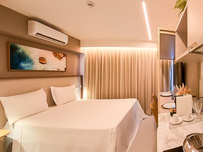 Studio Comfort com varanda Frente Mar