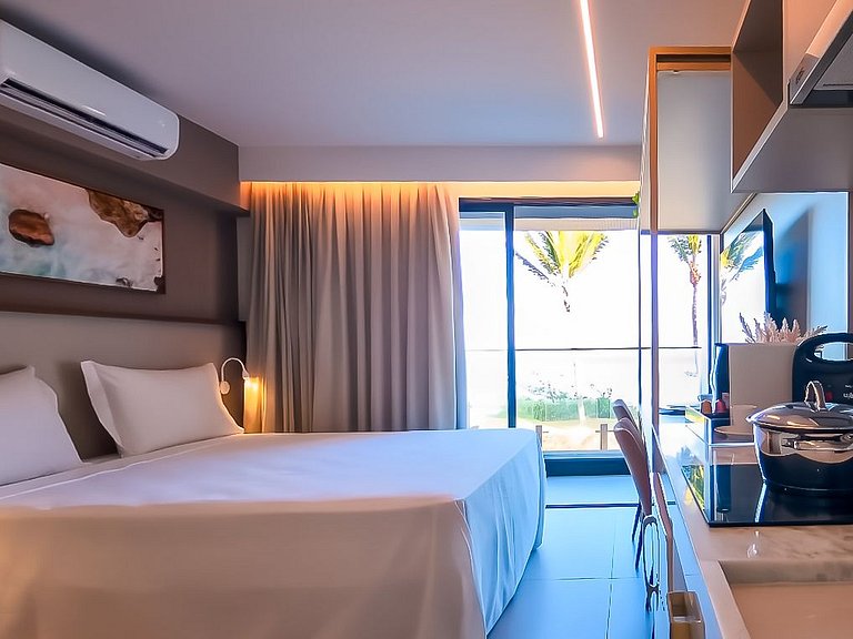 Studio Comfort com varanda Frente Mar