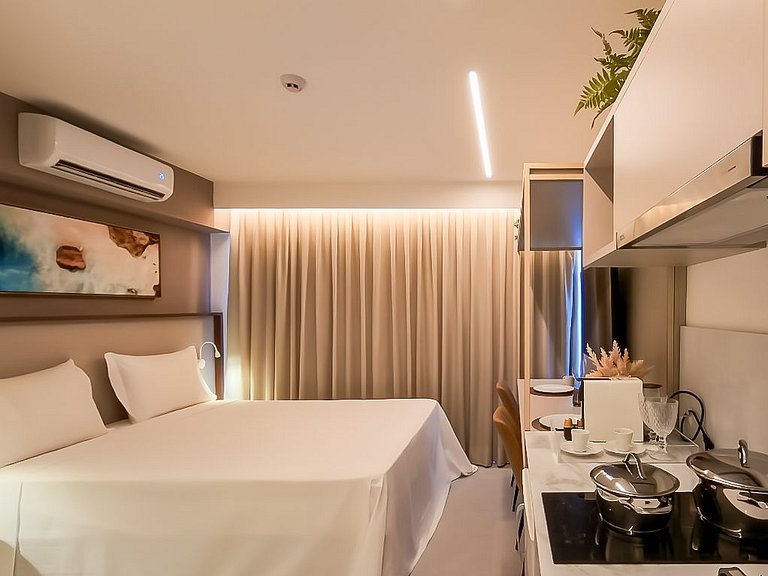 Studio Comfort com varanda Frente Mar