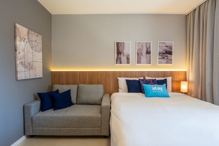 Studio in Perdizes with Sofa – Perfect for 2 Guests, Gym and