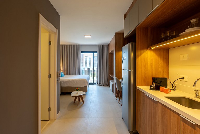 Studio in Perdizes with Sofa – Perfect for 2 Guests, Gym and