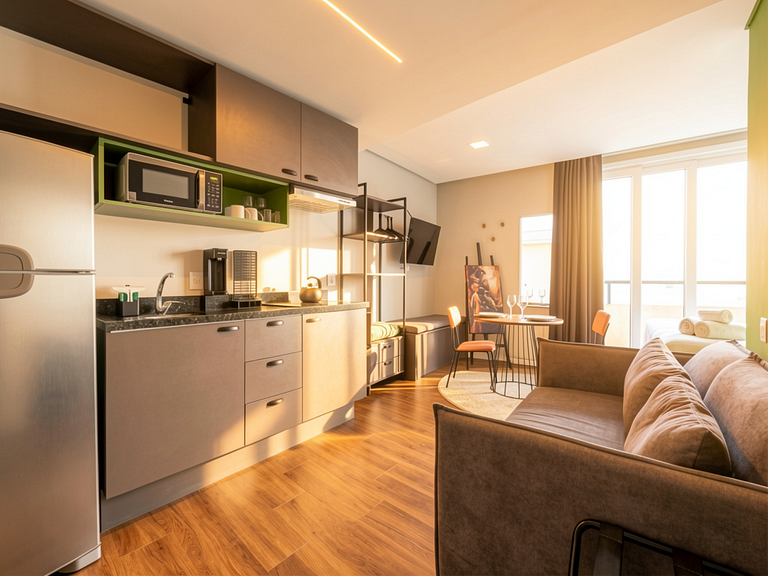 Studio com vista mobiliado para locação em Porto Alegre