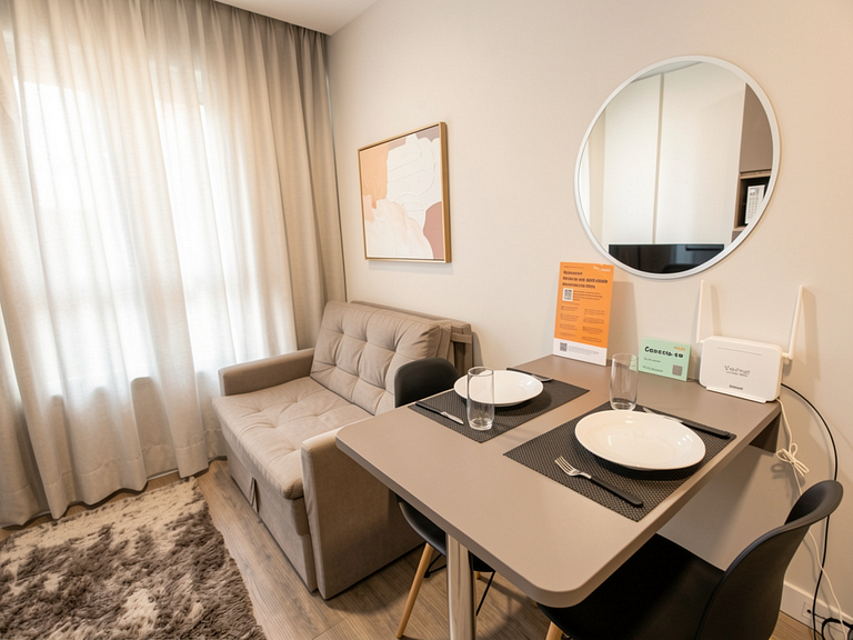 Apt 1 quarto versátil Alto da Glória, Curitiba- Plano Mensal